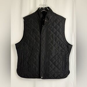 Men’s Quilted Black Puffer Vest Size L Lightweight Snap Zip Casual Outdoor Layer